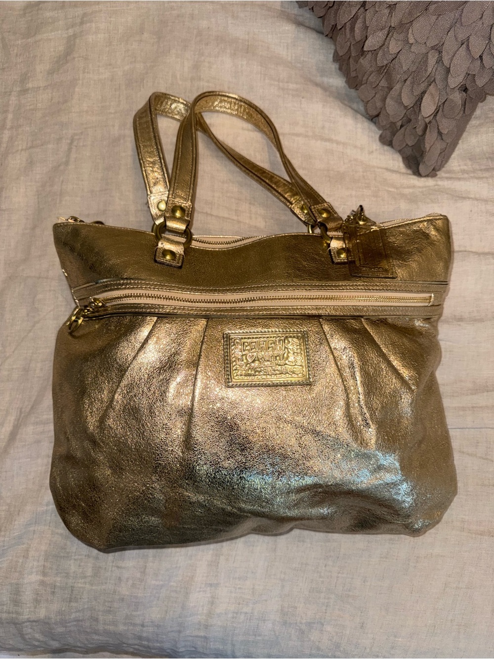 Coach Metallic Gold Leather Tote